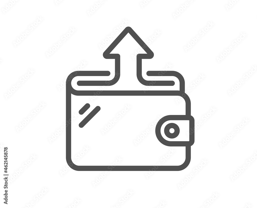 Wallet line icon. Send money purse sign. Cash budget symbol. Quality design element. Line style wallet icon. Editable stroke. Vector Wallet line icon. Send money purse sign. Cash budget symbol. Quality design element. Line style wallet icon. Editable stroke. Vector