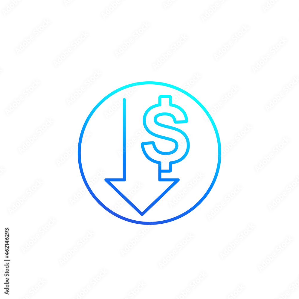 reduce costs icon, line vector reduce costs icon, line vector