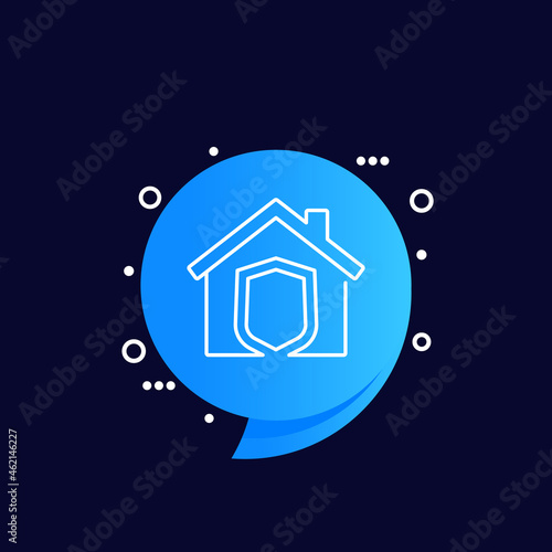 house insurance thin line icon, vector