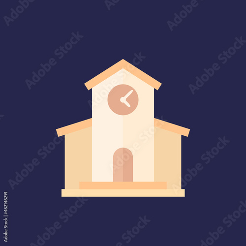 municipal building, city hall icon, flat vector
