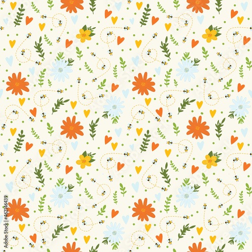 Elegant seamless pattern with yellow flowers, vector illustration