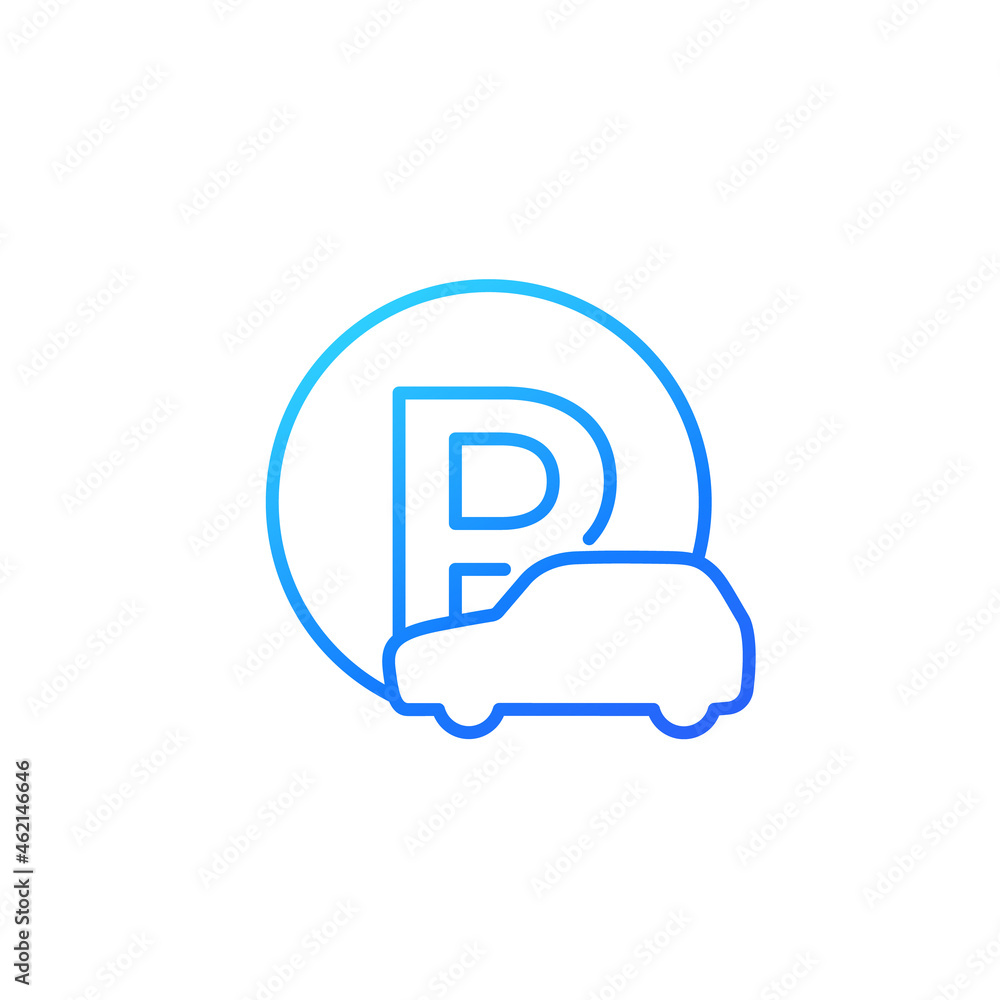 car parking roadsign, line icon car parking roadsign, line icon