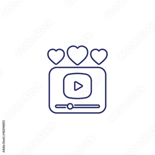 viral video line icon on white