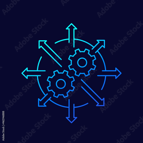 automation and integration line icon, vector