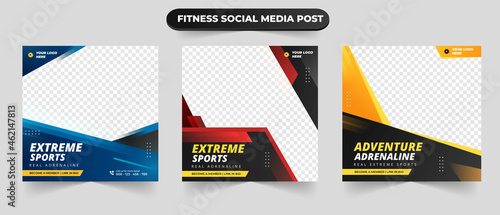 Gym training and fitness social media post banner suitable for promotional banner web banner and flyer template design
