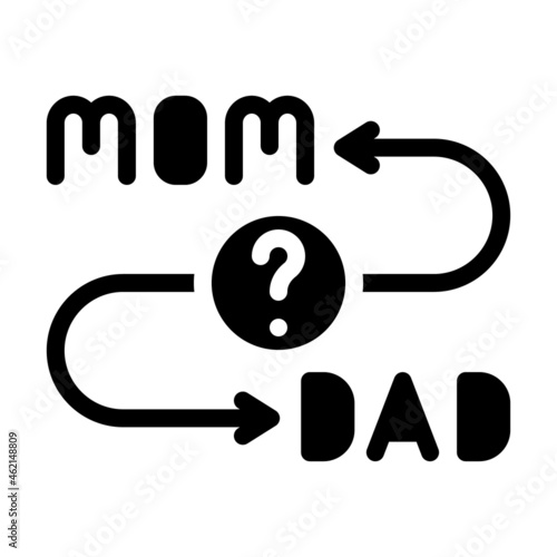 searching mom or dad after divorce glyph icon vector. searching mom or dad after divorce sign. isolated contour symbol black illustration