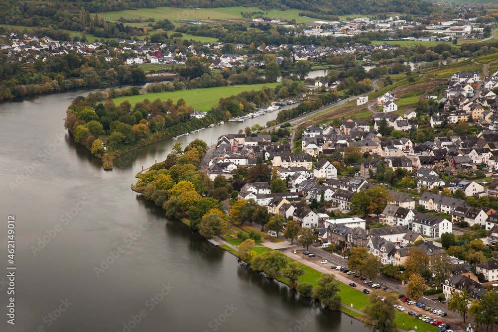 Townscape with the Moselle river, Bernkastel-Kues, Moselle valley, Rhineland-Palatinate, Germany, Europe