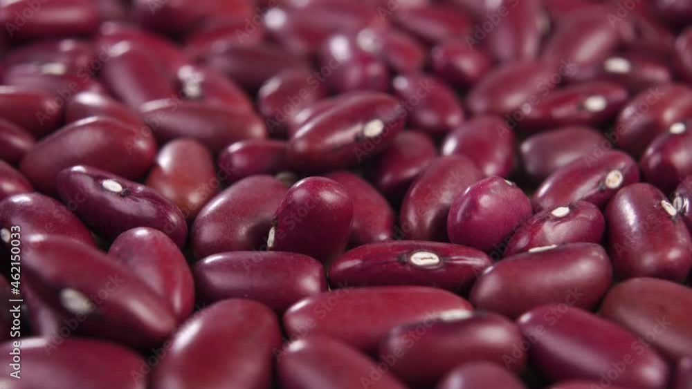 Dry red kidney beans. Macro. Unprocessed raw legumes. Uncooked japanese food. Dolly shot Dry red kidney beans. Macro. Unprocessed raw legumes. Uncooked japanese food. Dolly shot