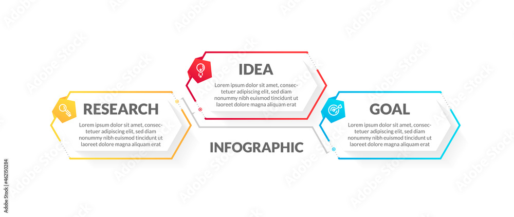 modern 3 step infographic with flat colorful style. perfect for presentation, process diagram, workflow, and banner
