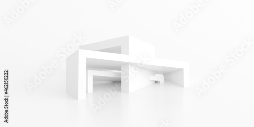 Abstract of white geometric background, Futuristic modern building design, 3d rendering.