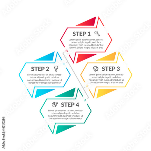 modern flat colorful 4 step timeline infographic. perfect for presentation, process diagram, workflow, and banner
