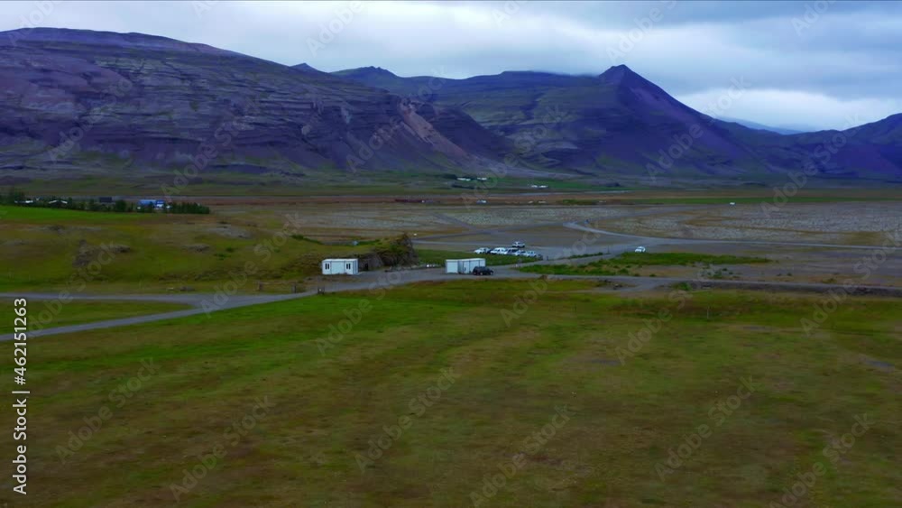 Landscape In Hoffell Area In Southeastern Iceland - aerial drone shot Landscape In Hoffell Area In Southeastern Iceland - aerial drone shot