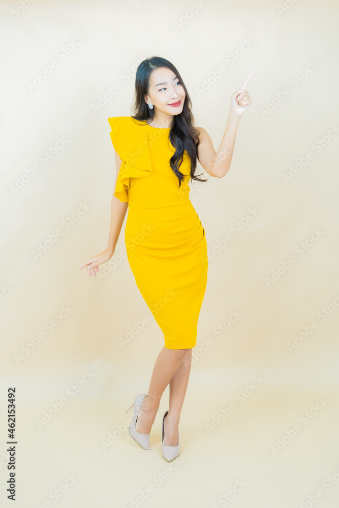Portrait beautiful young asian woman smile with action Portrait beautiful young asian woman smile with action