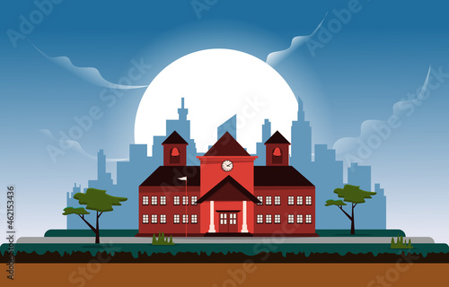 Student Back to School Building Study Education Vector Illustration