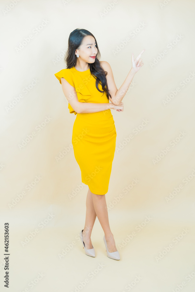 Portrait beautiful young asian woman smile with action Portrait beautiful young asian woman smile with action