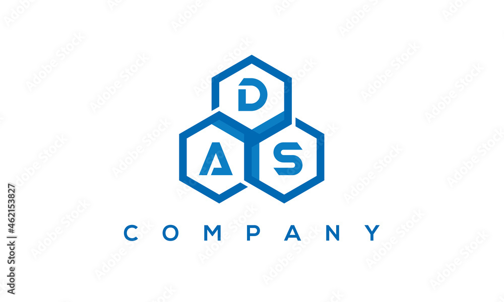 DAS three letters creative polygon hexagon logo DAS three letters creative polygon hexagon logo
