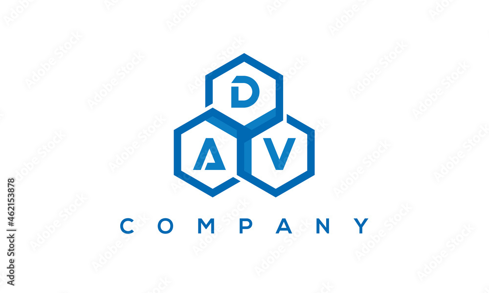 DAV three letters creative polygon hexagon logo DAV three letters creative polygon hexagon logo