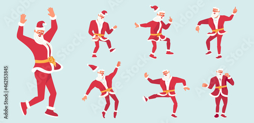 Set of Santa Claus dancing in different poses