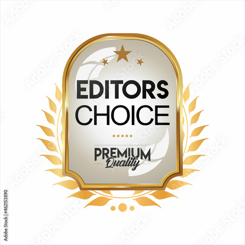 Golden editors choice badge on white background