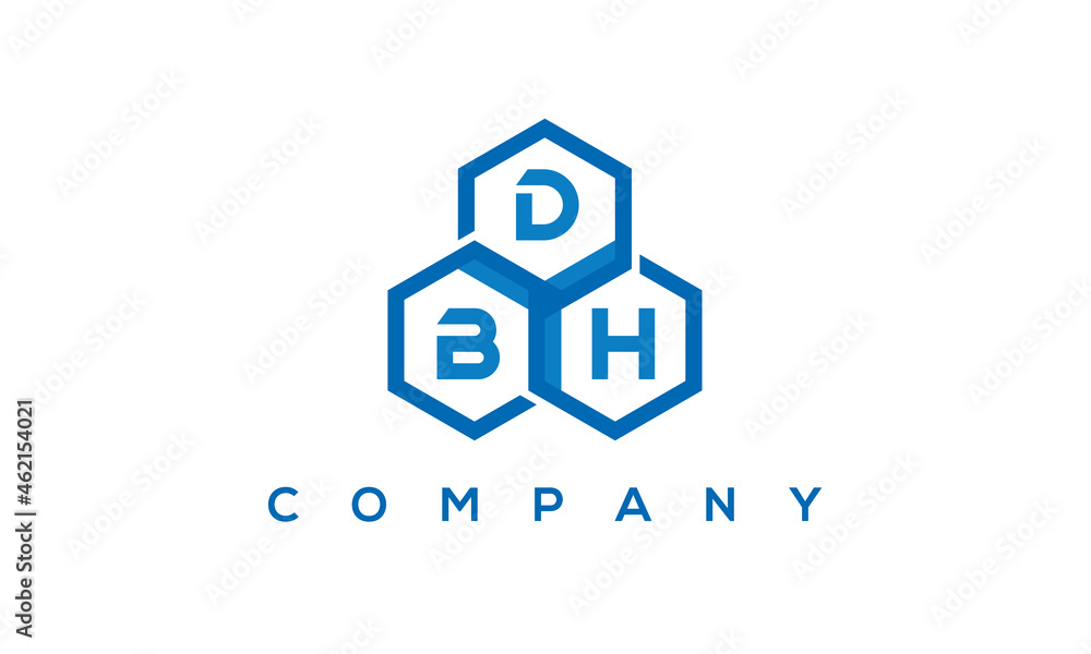 DBH three letters creative polygon hexagon logo	