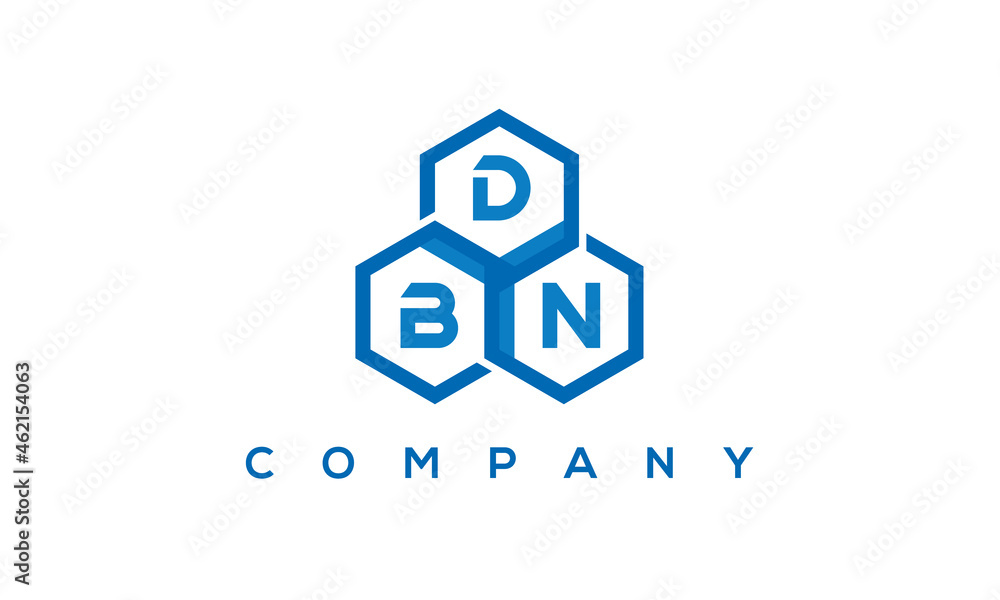 DBN three letters creative polygon hexagon logo	