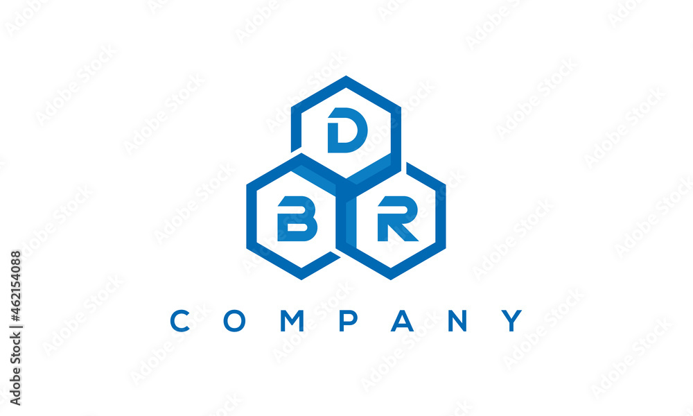 DBR three letters creative polygon hexagon logo	