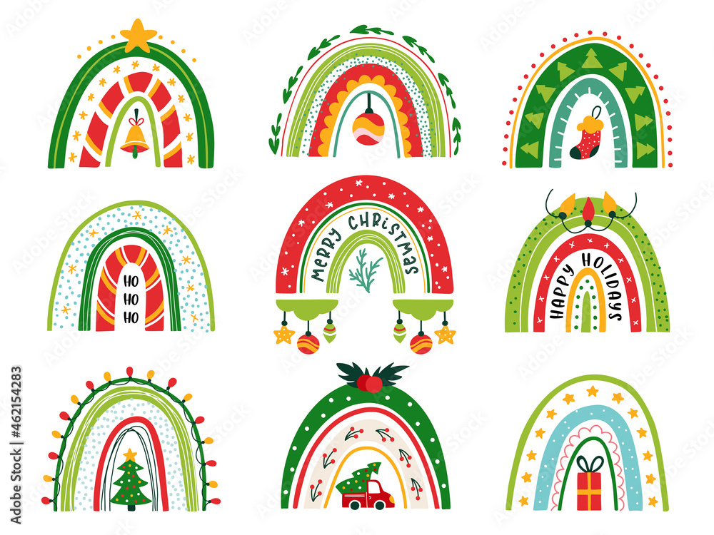 Christmas rainbow vector set xmas Winter pattern Christmas rainbow vector set xmas Winter pattern