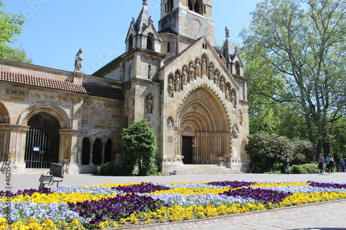 Vajdahunyadi castle mosaic in the front of the old church photo