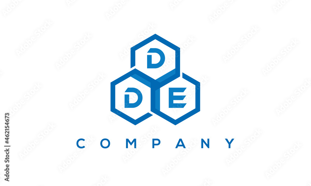DDE three letters creative polygon hexagon logo	
