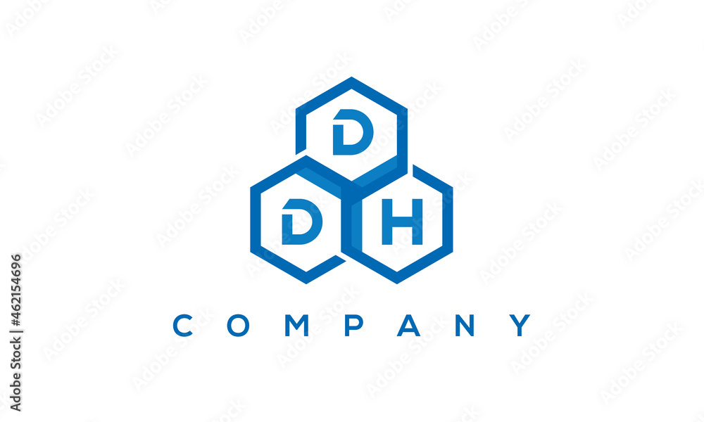 DDH three letters creative polygon hexagon logo	