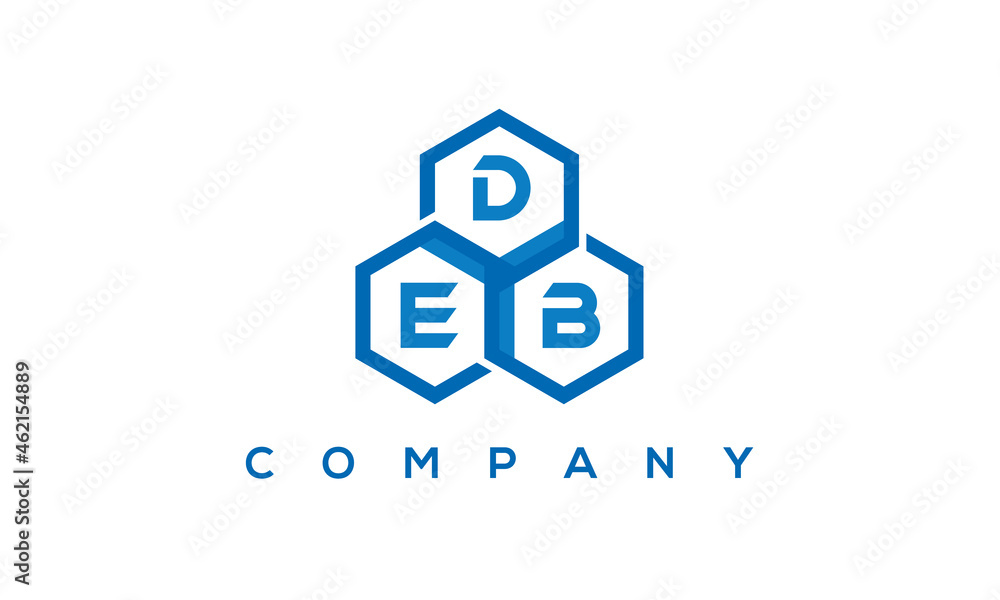 DEB three letters creative polygon hexagon logo	