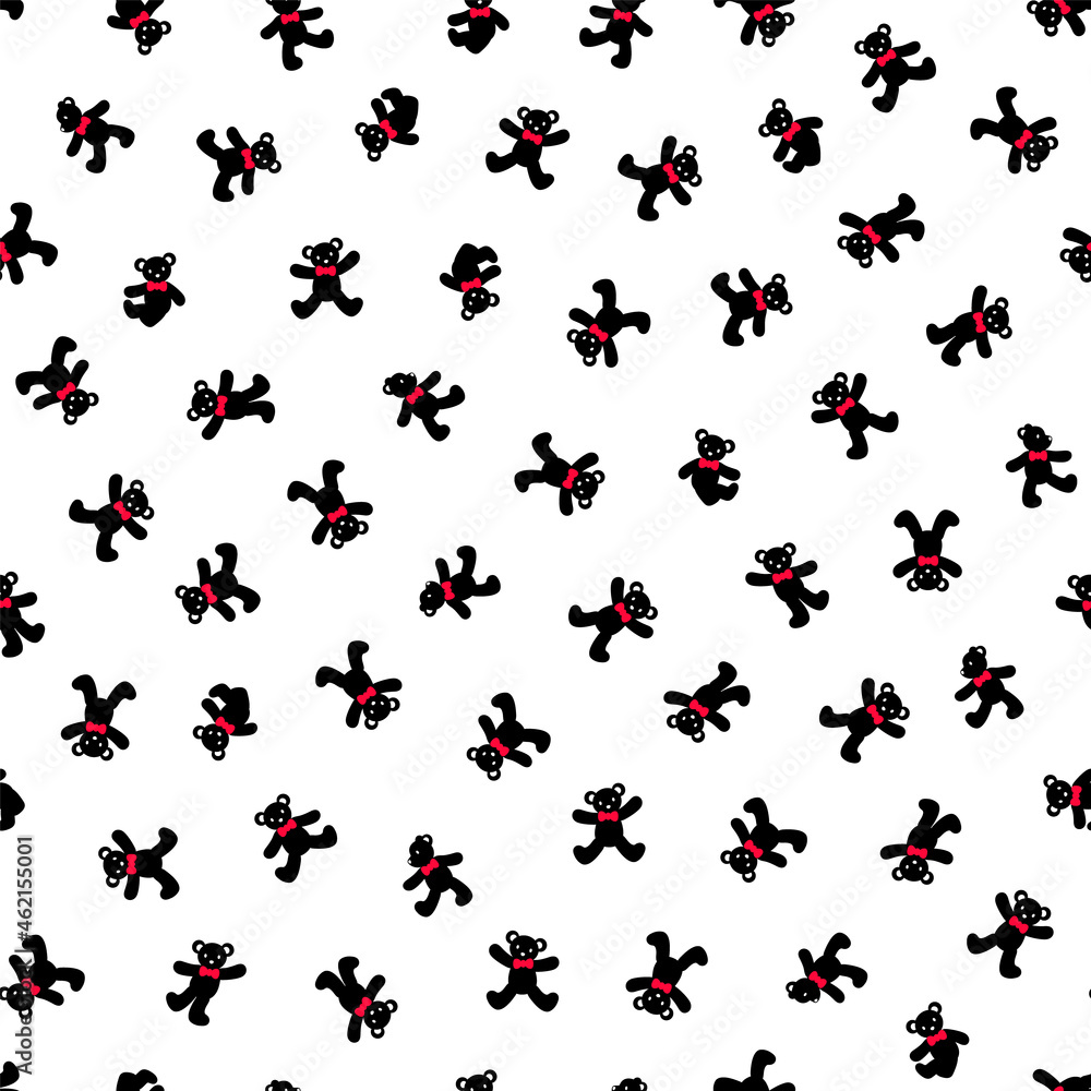 Seamless pattern of simple and cute bear illustration,