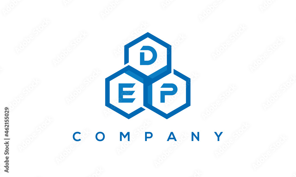 DEP three letters creative polygon hexagon logo	