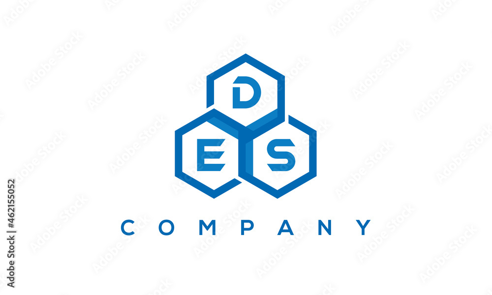 DES three letters creative polygon hexagon logo	