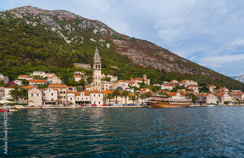 Village Perast on coast of Boka Kotor bay - Montenegro