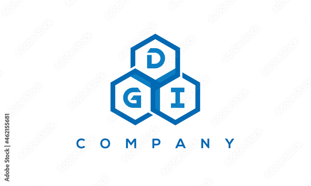 DGI three letters creative polygon hexagon logo DGI three letters creative polygon hexagon logo