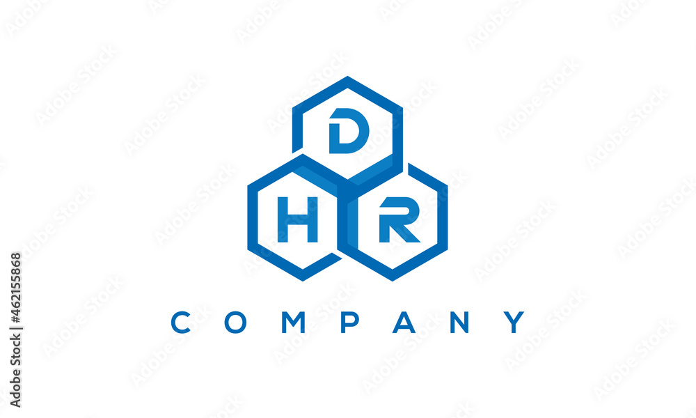 DHR three letters creative polygon hexagon logo DHR three letters creative polygon hexagon logo