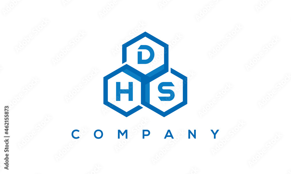 DHS three letters creative polygon hexagon logo