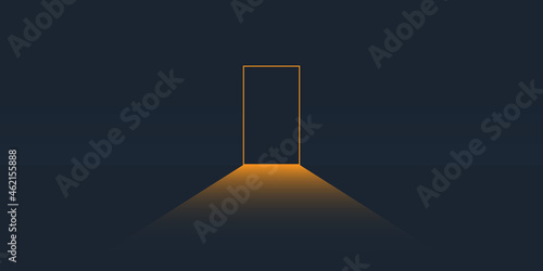 Dark Room, Half-Light, Door Closed, Very Low, Tiny Light Coming Through from Outside - New Possibilities,Hope Design Concept with Copyspace, Symbol of Possibility, Overcome Problems, Solution Finding