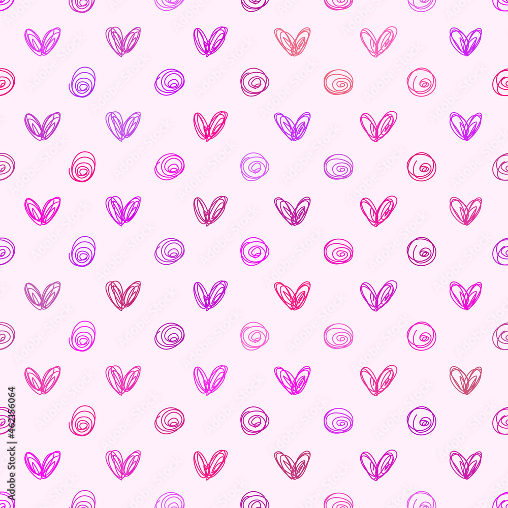 Abstract vector background Seamless hand drawn heart and polka dot Abstract vector background Seamless hand drawn heart and polka dot