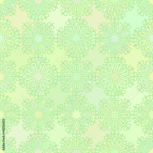 Abstract vector background Seamless central asian pattern Green color
