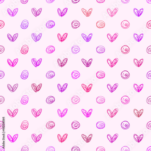 Abstract vector background Seamless hand drawn heart and polka dot