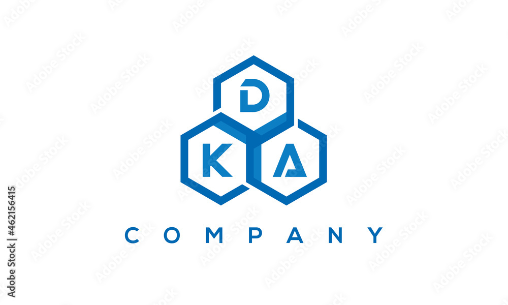 DKA three letters creative polygon hexagon logo DKA three letters creative polygon hexagon logo