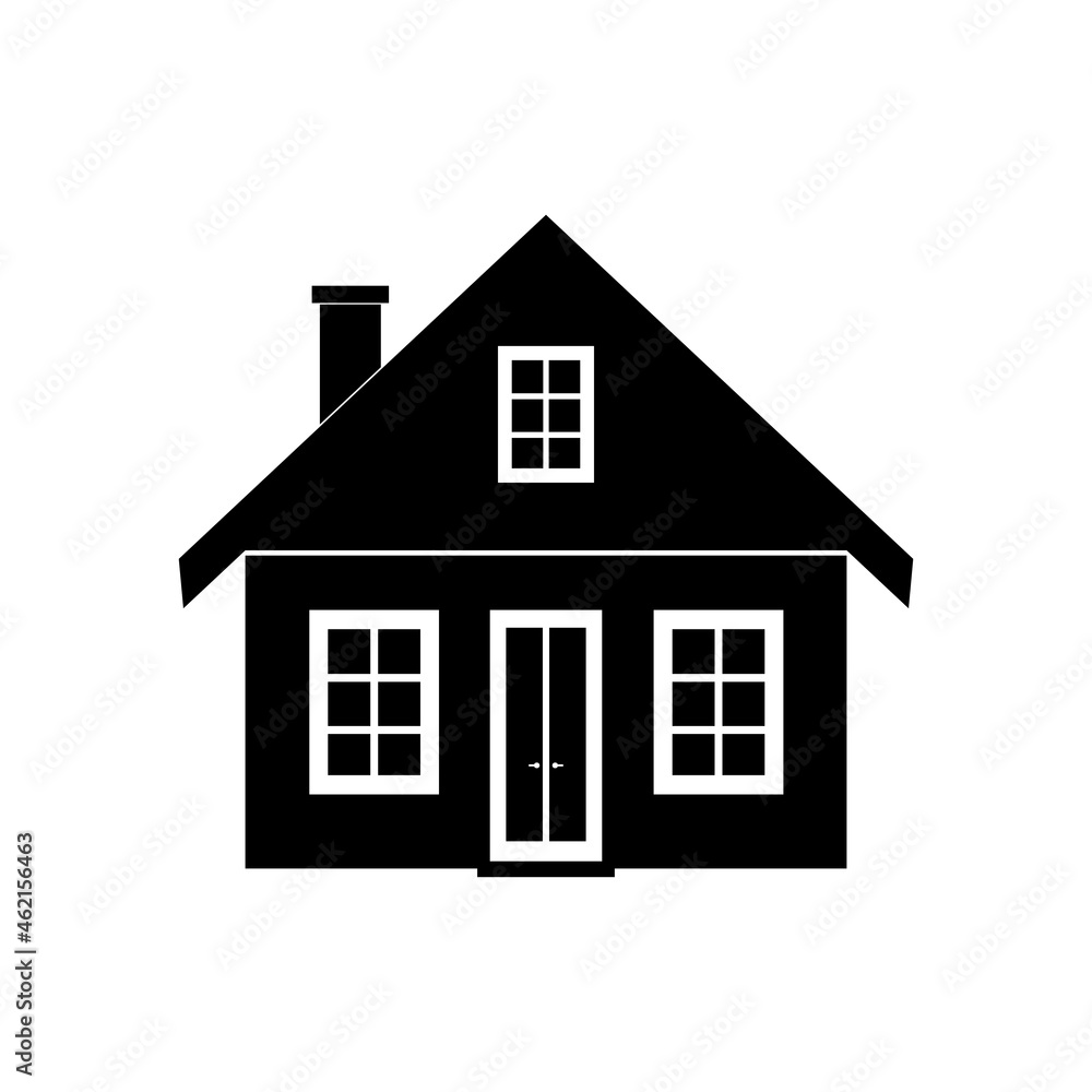 The icon of a residential building with an attic on a white background.
