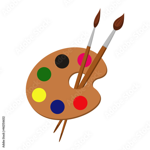 A set of palettes and brushes on a white background.