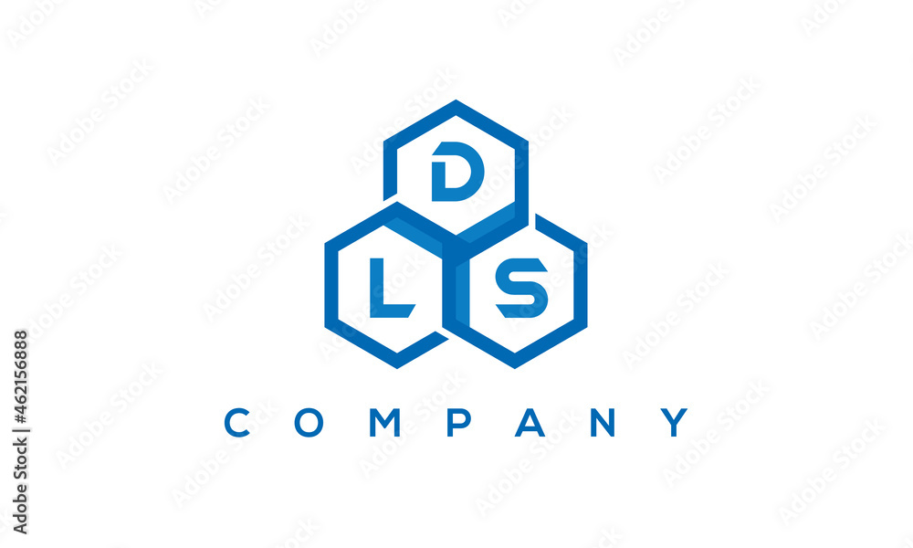 DLS three letters creative polygon hexagon logo
