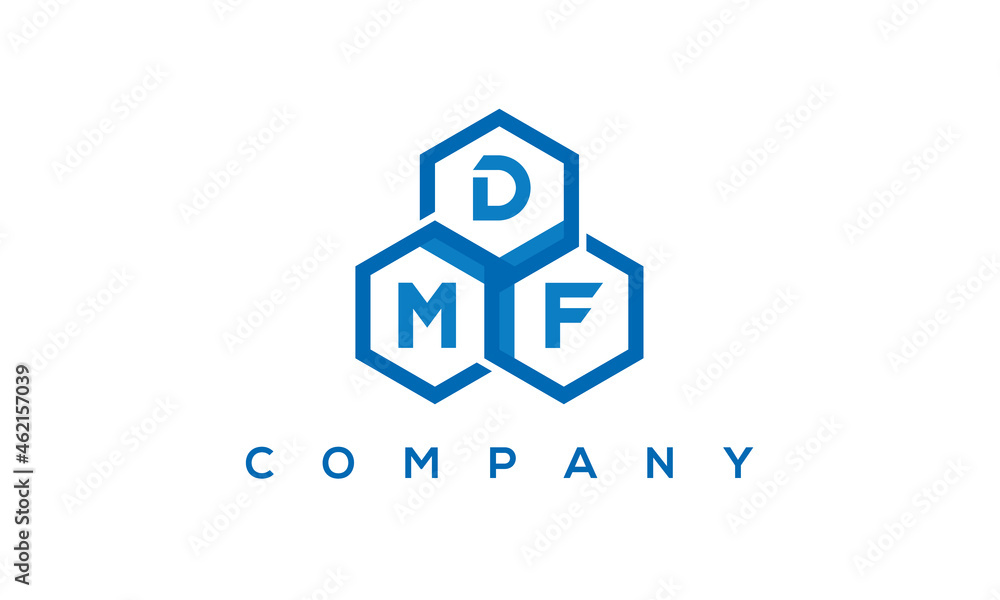 DMF three letters creative polygon hexagon logo