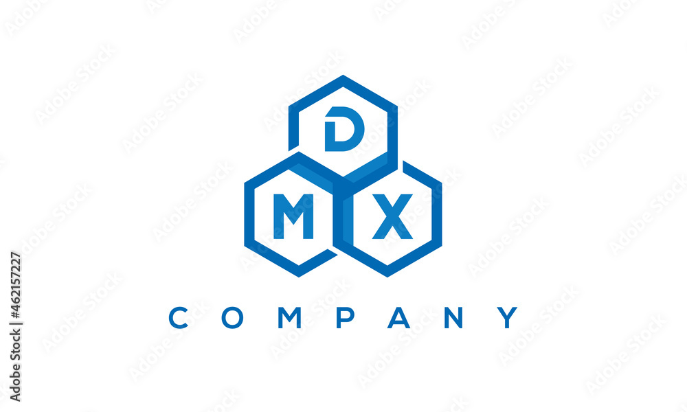 DMX three letters creative polygon hexagon logo DMX three letters creative polygon hexagon logo
