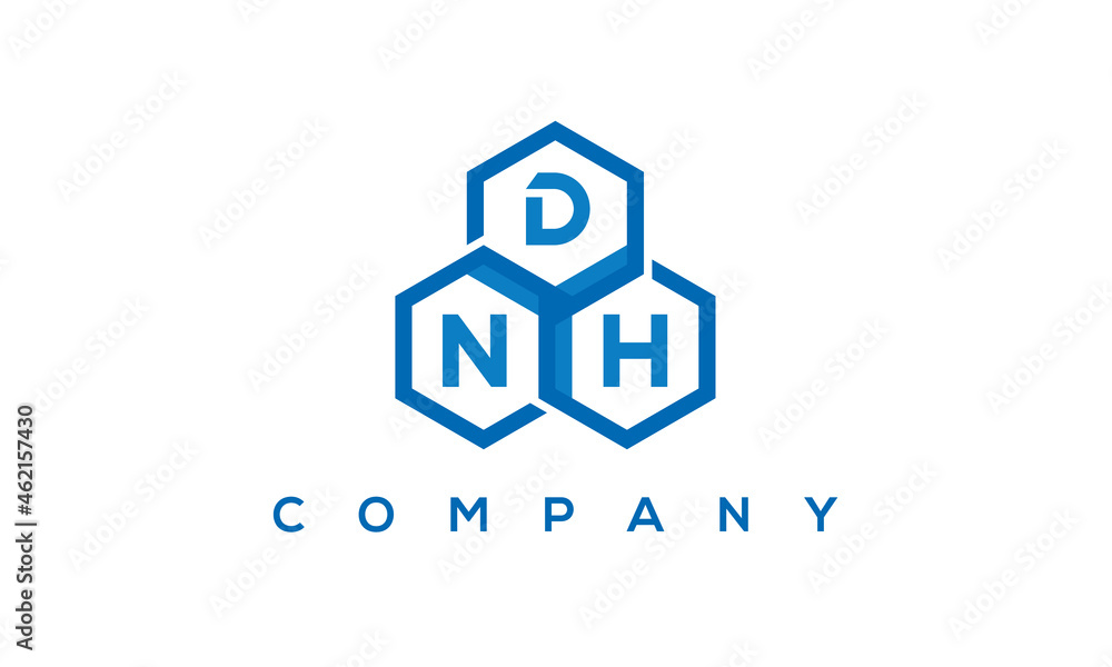 DNH three letters creative polygon hexagon logo