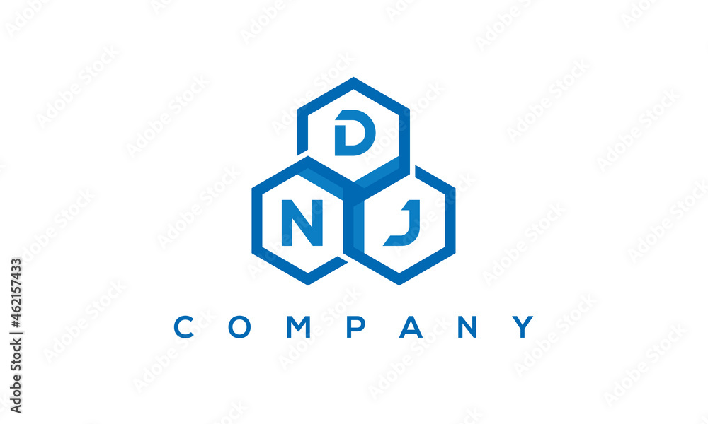 DNJ three letters creative polygon hexagon logo